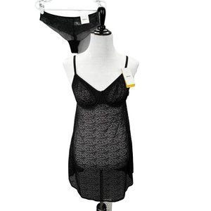 DKNY Demi Chemise w Matching Panties size M and L Two Piece Set Black NWT